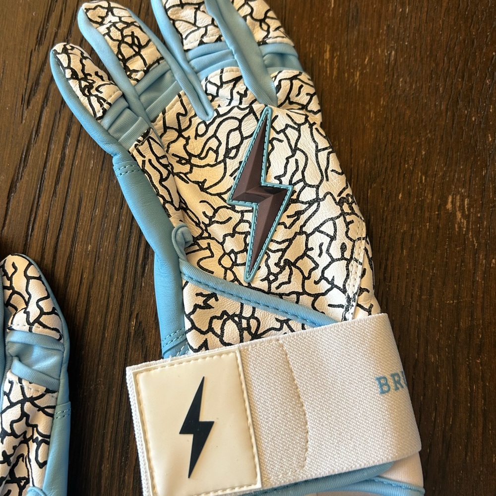 Brand New Bruce Bolt Batting Gloves. Adult Small, Long Cuff. Elephant Signature